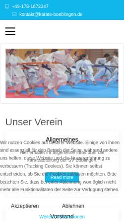 Vorschau der mobilen Webseite www.karate-boeblingen.de, Sportvereinigung Böblingen e.V. Abt. Karate