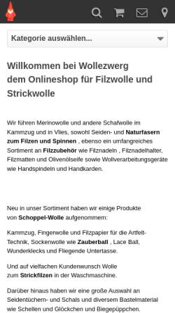 Vorschau der mobilen Webseite www.wollezwerg.de, Wollezwerg