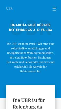 Vorschau der mobilen Webseite ubr-rof.de, UBR - Unabhängige Bürger Rotenburg
