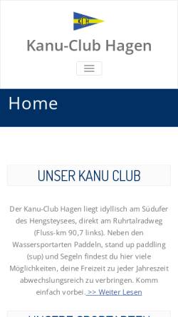 Vorschau der mobilen Webseite www.kc-hagen.de, Kanu-Club Hagen 1953 e.V.