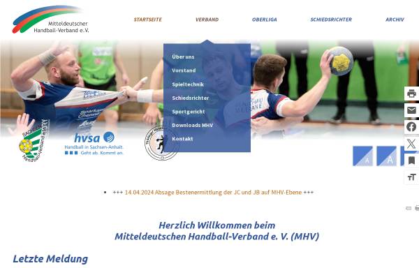 Vorschau von www.mhv-handball.de, Mitteldeutscher Handball-Verband