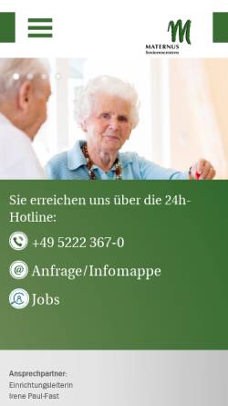 Vorschau der mobilen Webseite www.maternus-senioren.de, Wohn- und Pflegeheim Salze-Stift GmbH