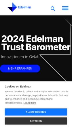 Vorschau der mobilen Webseite www.edelman.de, Edelman GmbH
