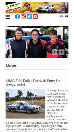 Vorschau der mobilen Webseite www.eifel-rallye-festival.de, ADAC Eifel-Rallye