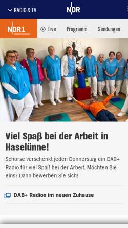 Vorschau der mobilen Webseite www.ndr.de, NDR 1 Radio Niedersachsen