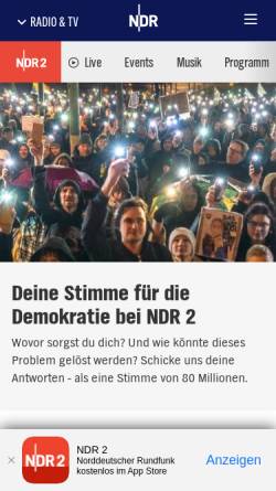 Vorschau der mobilen Webseite www.ndr.de, NDR 2