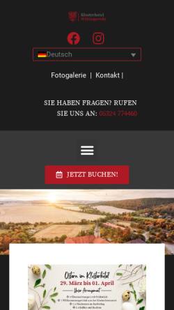 Vorschau der mobilen Webseite klosterhotel-woeltingerode.de, Klosterhotel Wöltingerode
