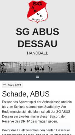 Vorschau der mobilen Webseite www.abus-handball.de, SG Abus Dessau