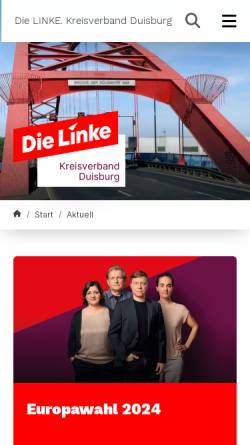 Vorschau der mobilen Webseite www.dielinke-duisburg.de, Die Linke. Kreisverband Duisburg