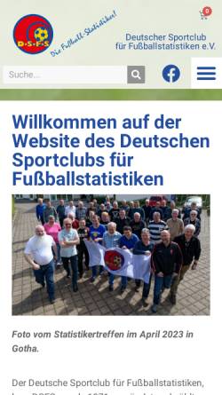 Vorschau der mobilen Webseite www.dsfs.de, DSFS - Deutscher Sportclub für Fußballstatistiken e.V.