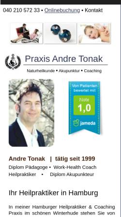 Vorschau der mobilen Webseite www.praxis-tonak.de, Naturheilpraxis Tonak