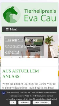 Vorschau der mobilen Webseite tierheilpraxis-cau.de, Tierheilpraxis Eva Cau
