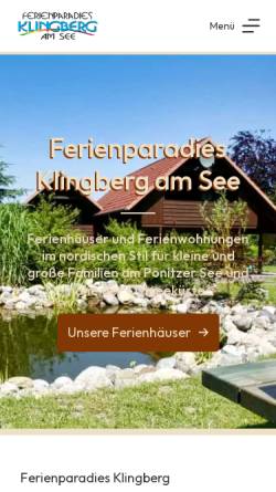 Vorschau der mobilen Webseite ferienparadies-klingberg.de, Ferienparadies Klingberg
