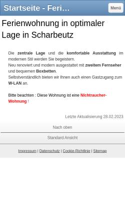 Vorschau der mobilen Webseite www.fewo-scharbeutz.de, Ferienwohnung in Scharbeutz/Ostsee