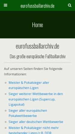 Vorschau der mobilen Webseite www.eurofussballarchiv.de, Eurofußballarchiv