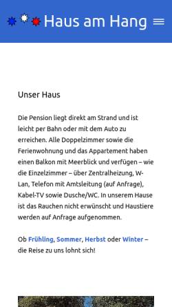 Vorschau der mobilen Webseite www.haus-am-hang.de, Pension Haus am Hang