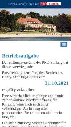 Vorschau der mobilen Webseite www.pro-haffkrug.de, PRO-Stiftung Henry-Everling-Haus