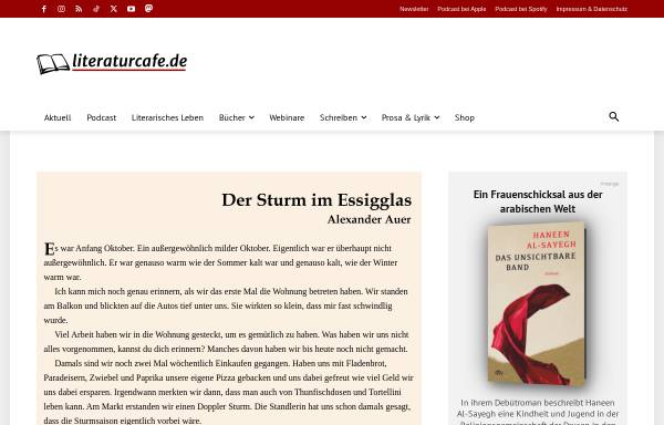 Vorschau von www.literaturcafe.de, Der Sturm im Essigglas