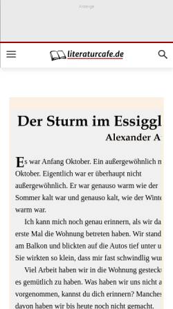 Vorschau der mobilen Webseite www.literaturcafe.de, Der Sturm im Essigglas
