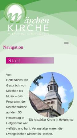 Vorschau der mobilen Webseite maerchenkirche.de, Kirche auf dem Hessentag