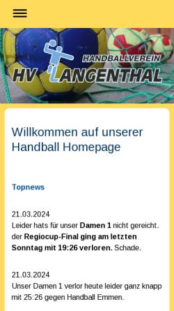Vorschau der mobilen Webseite www.hvl.ch, HV Langenthal