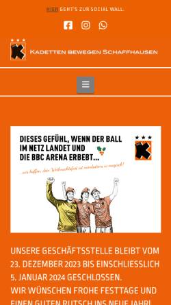 Vorschau der mobilen Webseite www.kadettensh.ch, Kadetten Schaffhausen Handball