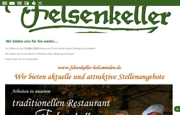 Vorschau von www.felsenkeller-holzminden.de, Restaurant Felsenkeller
