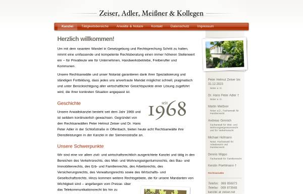 Vorschau von www.zeiser.net, Anwaltskanzlei Zeiser, Dr. Adler, Meißner & Kollegen