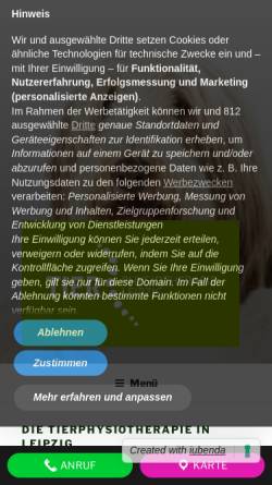 Vorschau der mobilen Webseite tierphysiotherapie-leipzig.de, Tierphysiotherapie Leipzig
