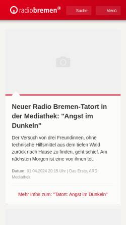 Vorschau der mobilen Webseite www.radiobremen.de, Radio Bremen Hörfunk