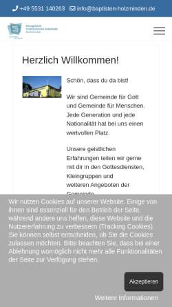 Vorschau der mobilen Webseite www.baptisten-holzminden.de, Evangelisch-Freikirchliche Gemeinde Holzminden