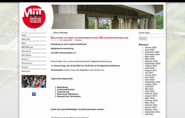 Vorschau von mut-sechshelden.de, MUT Sechshelden - Menschen unter der Talbrücke e.V.