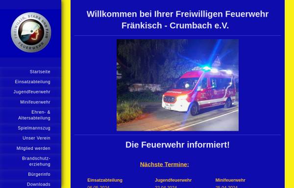 Vorschau von www.feuerwehr-fraenkisch-crumbach.de, Feuerwehr