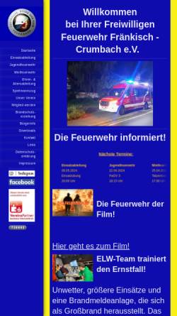 Vorschau der mobilen Webseite www.feuerwehr-fraenkisch-crumbach.de, Feuerwehr