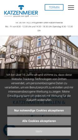 Vorschau der mobilen Webseite www.brillen-uhren-katzenmeier.de, Katzenmeier Meisterbetrieb