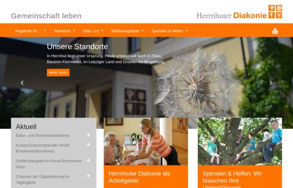Vorschau von www.herrnhuter-diakonie.de, Herrnhuter Diakonie - Stiftung der Evang. Brüder-Unität