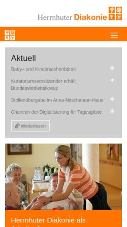 Vorschau der mobilen Webseite www.herrnhuter-diakonie.de, Herrnhuter Diakonie - Stiftung der Evang. Brüder-Unität