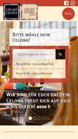 Vorschau der mobilen Webseite celona.de, Cafe & Bar Celona