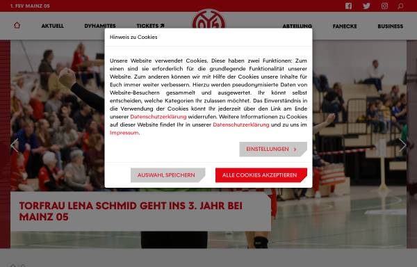 Vorschau von handball.mainz05.de, 1. FSV Mainz 05 Handball