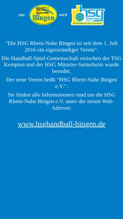 Vorschau der mobilen Webseite www.hsg-rhein-nahe.de, HSG Rhein-Nahe Bingen