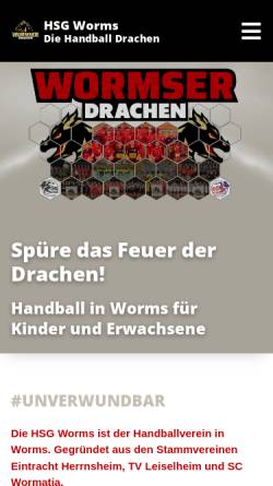 Vorschau der mobilen Webseite hsgworms-handball.de, HSG Worms Handball