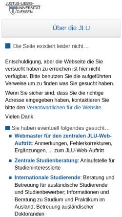 Vorschau der mobilen Webseite www.uni-giessen.de, Master Angewandte Theaterwissenschaft (ATW) an der Universität