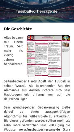 Vorschau der mobilen Webseite www.fussballvorhersage.de, Fußballvorhersage, Statistik und Prognose