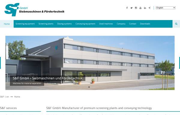 Vorschau von www.sf-gmbh.de, S&F GmbH - Siebmaschinen und Fördertechnik