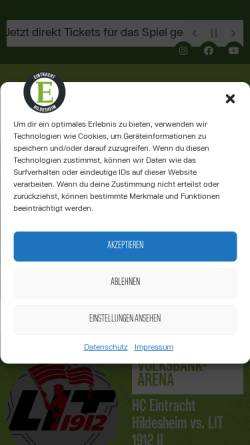 Vorschau der mobilen Webseite www.eintracht-handball.de, Eintracht Hildesheim Handball