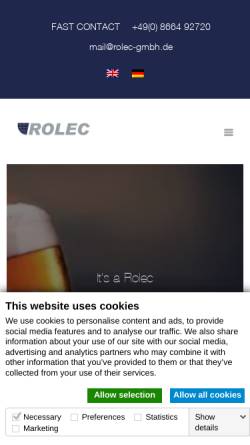 Vorschau der mobilen Webseite www.rolec-gmbh.com, Rolec Prozess- und Brautechnik GmbH