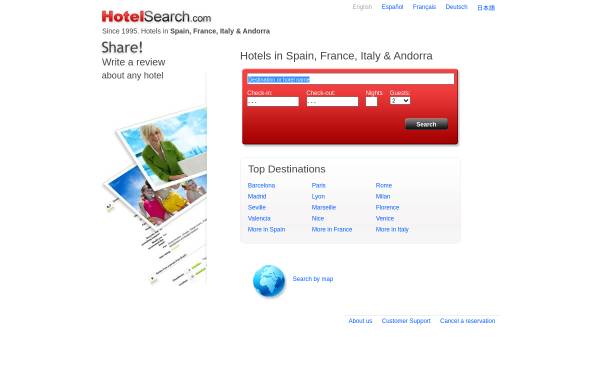 Vorschau von www.hotelsearch.com, Hotel Search Spanien