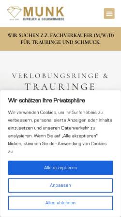 Vorschau der mobilen Webseite www.juwelier-munk.de, Juwelier Munk
