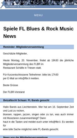 Vorschau der mobilen Webseite www.flbr.li, Sauntschäk - Verein Freunde der Liechtensteinischen Blues- und Rockmusik e.V. (FLBR)