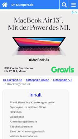 Vorschau der mobilen Webseite www.dr-gumpert.de, Dr. Gumpert: Physiotherapie